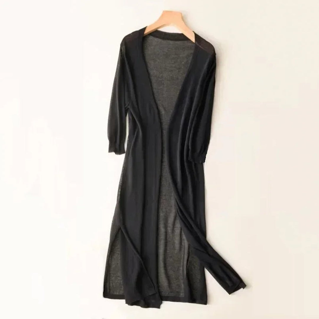 Luisa | Cardigan long léger en tricot pour femmes à décolleté en V