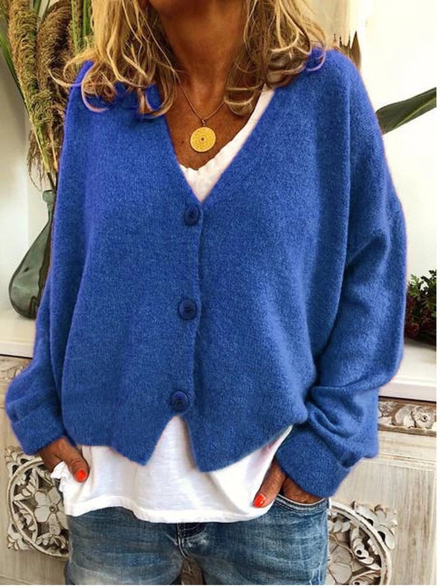 Frieda | Femme Cardigan Oversized Boutonné à Col V Léger