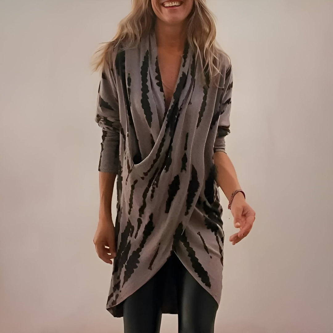 Leonie | Tunique Femme Décontractée à Col V Imprimé Abstrait
