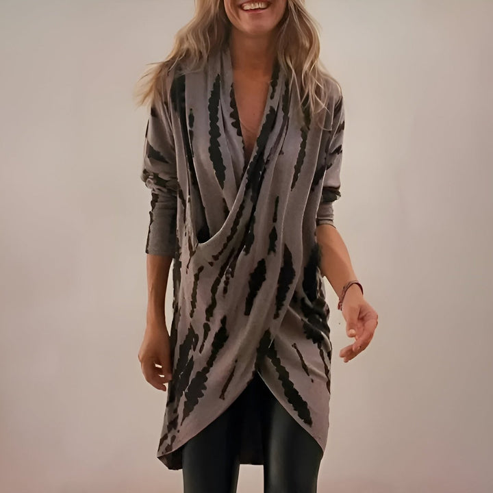 Leonie | Tunique Femme Décontractée à Col V Imprimé Abstrait