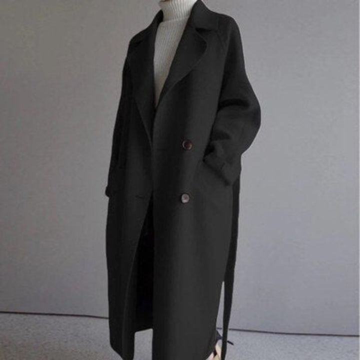Frieda | Manteau pour femmes en laine longue avec revers et double boutons