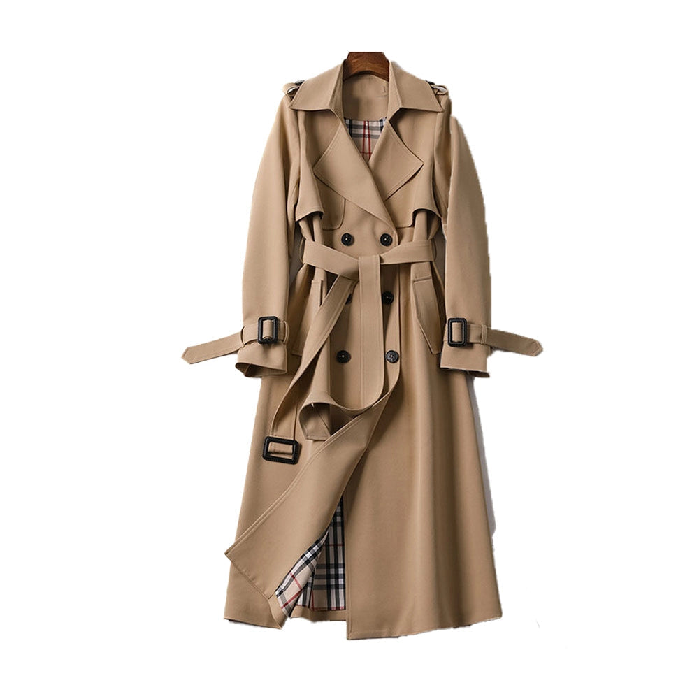 Manteau pour femmes avec double rangée de boutons et ceinture à la taille