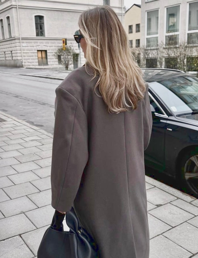 Manteau Maxi Femme avec col à revers et double rangée de boutons