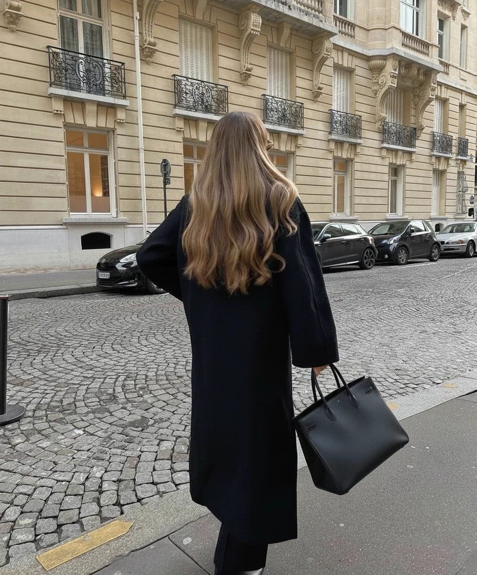 Manteau Maxi Femme avec col à revers et double rangée de boutons