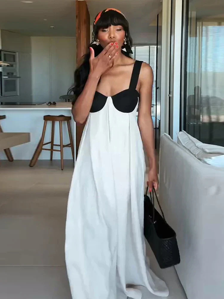 Robe maxi femme avec haut bustier et larges bretelles
