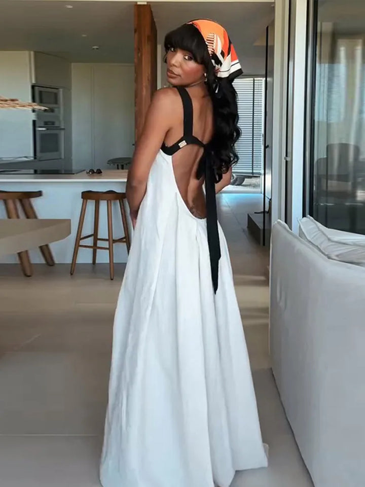 Robe maxi femme avec haut bustier et larges bretelles