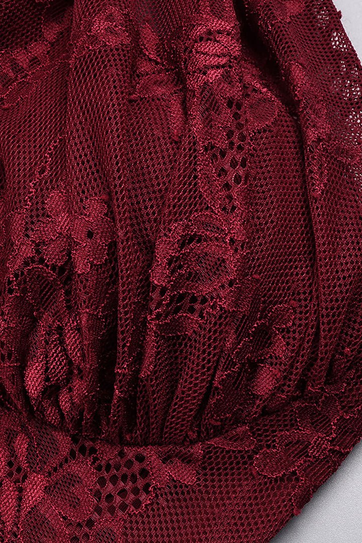 Robe maxi femme à une épaule avec motif en dentelle et jupe froncée