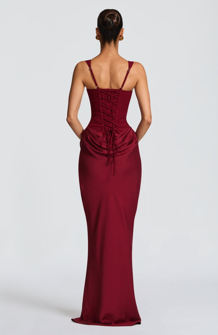 Robe maxi femme avec corsage et larges bretelles
