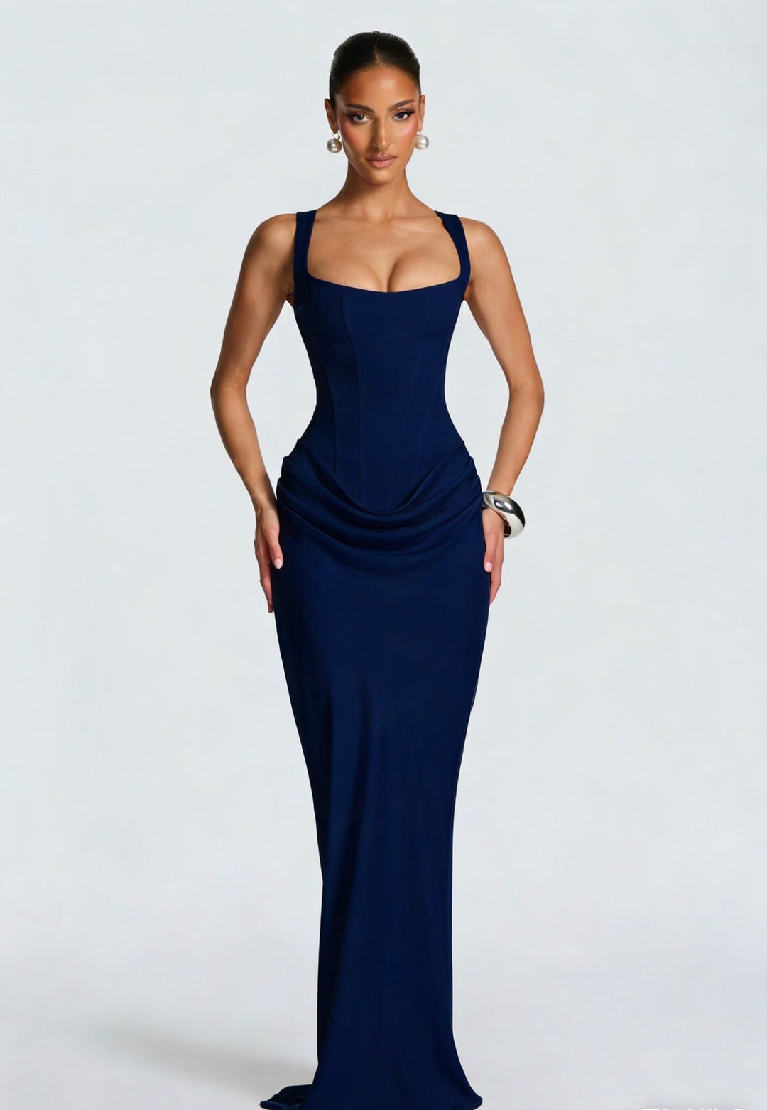 Robe maxi femme avec haut en corset et larges bretelles