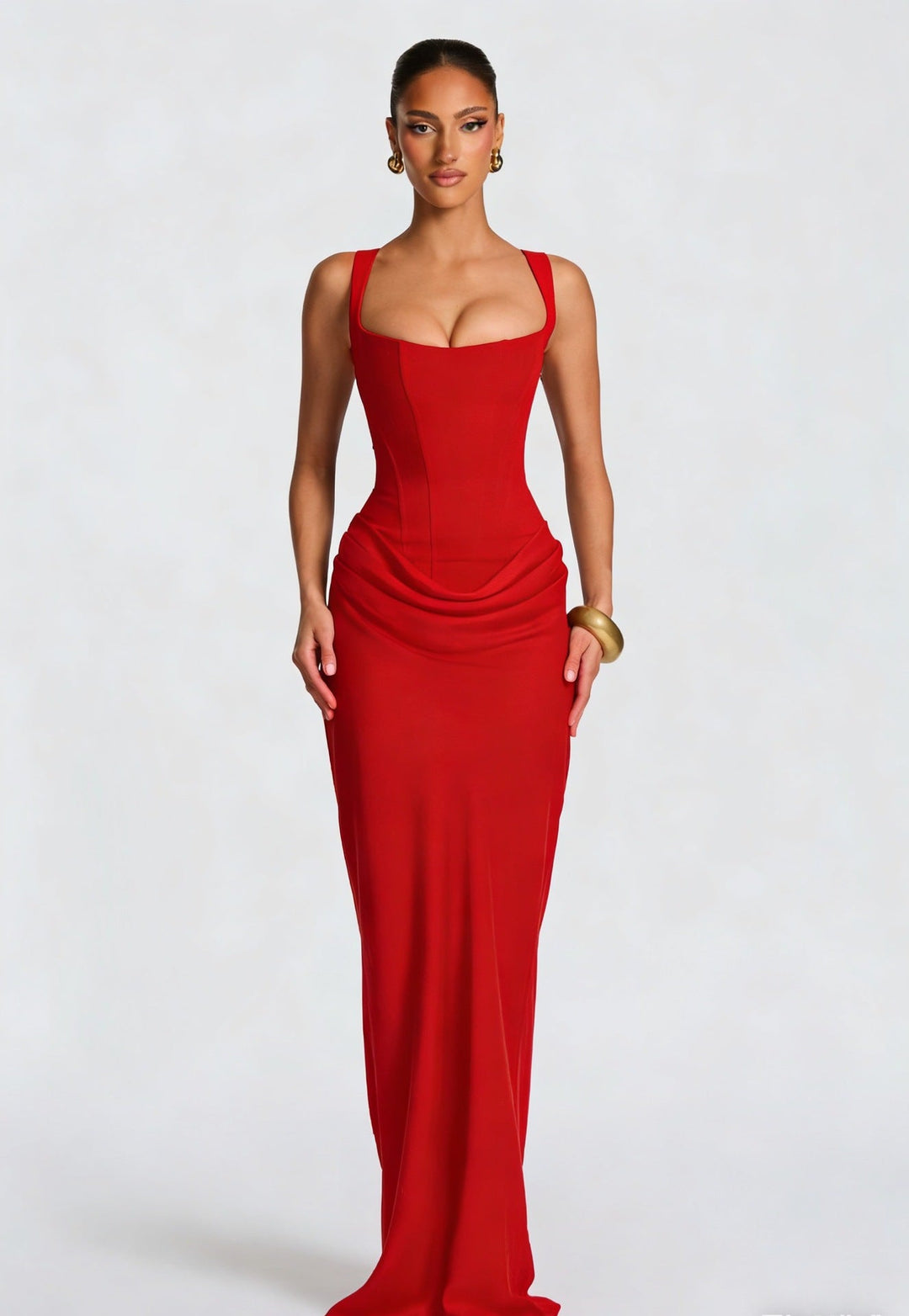 Robe maxi femme avec haut en corset et larges bretelles