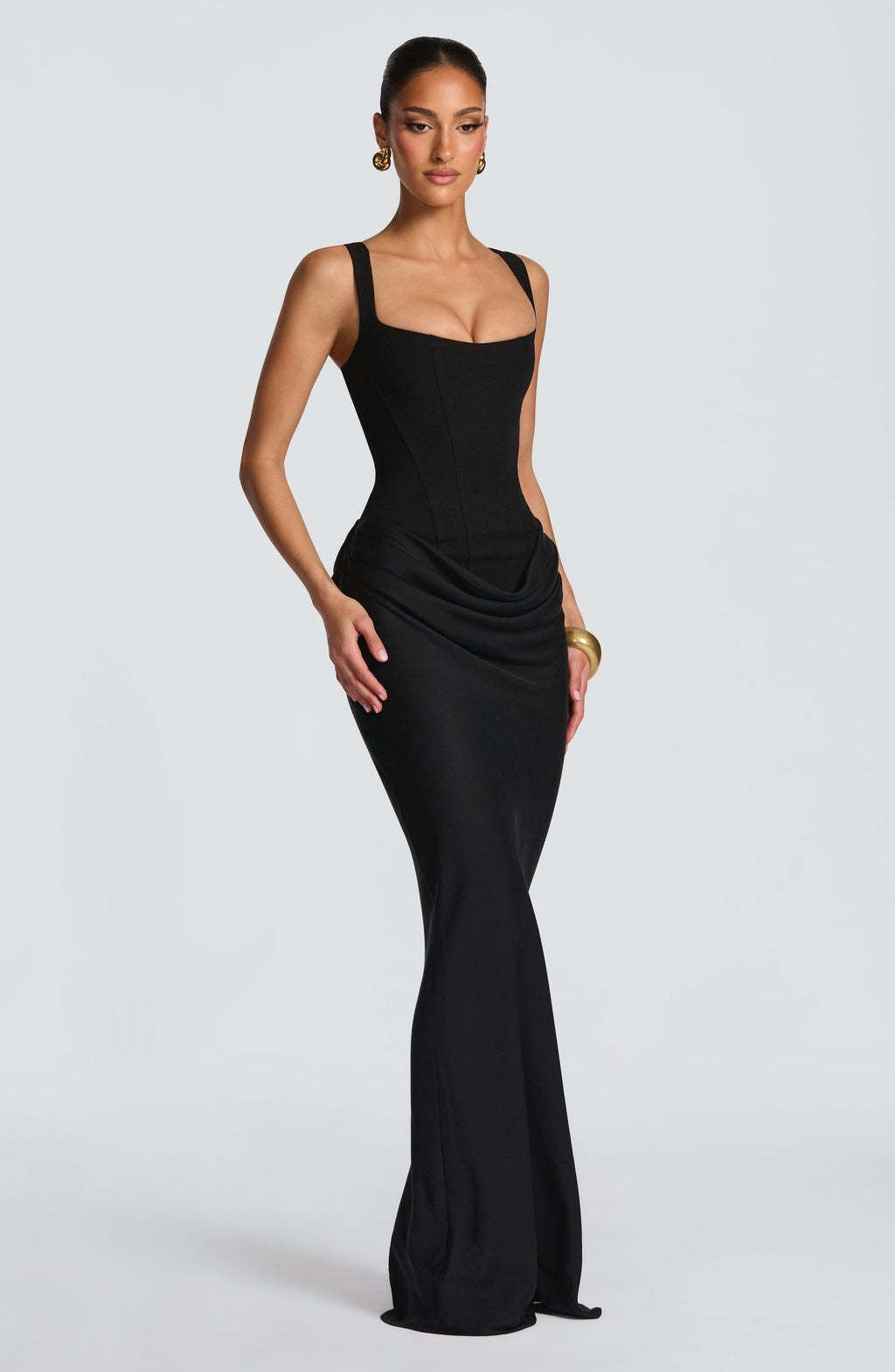 Robe maxi femme avec haut en corset et larges bretelles