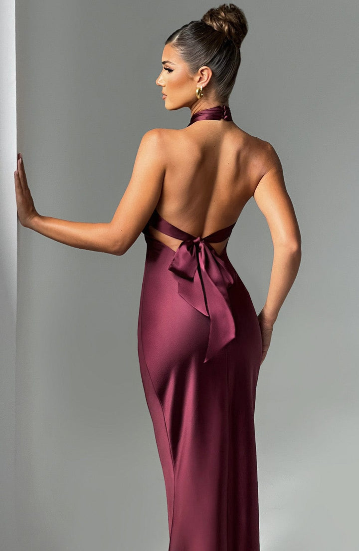 Robe maxi femme avec décolleté croisé et couture sous la poitrine