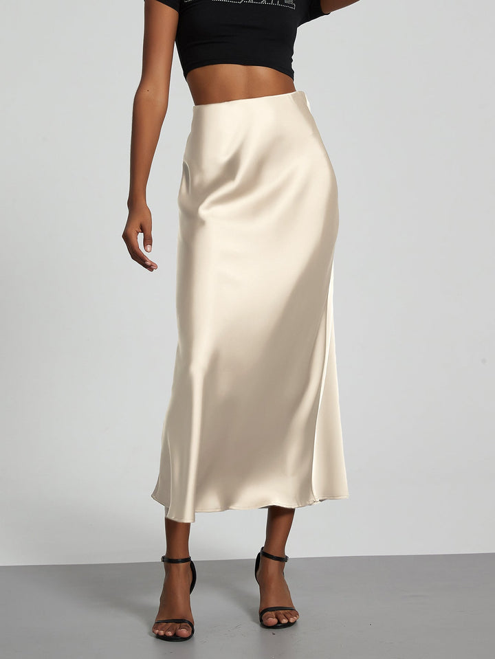 Jupe midi femme en forme A et taille haute