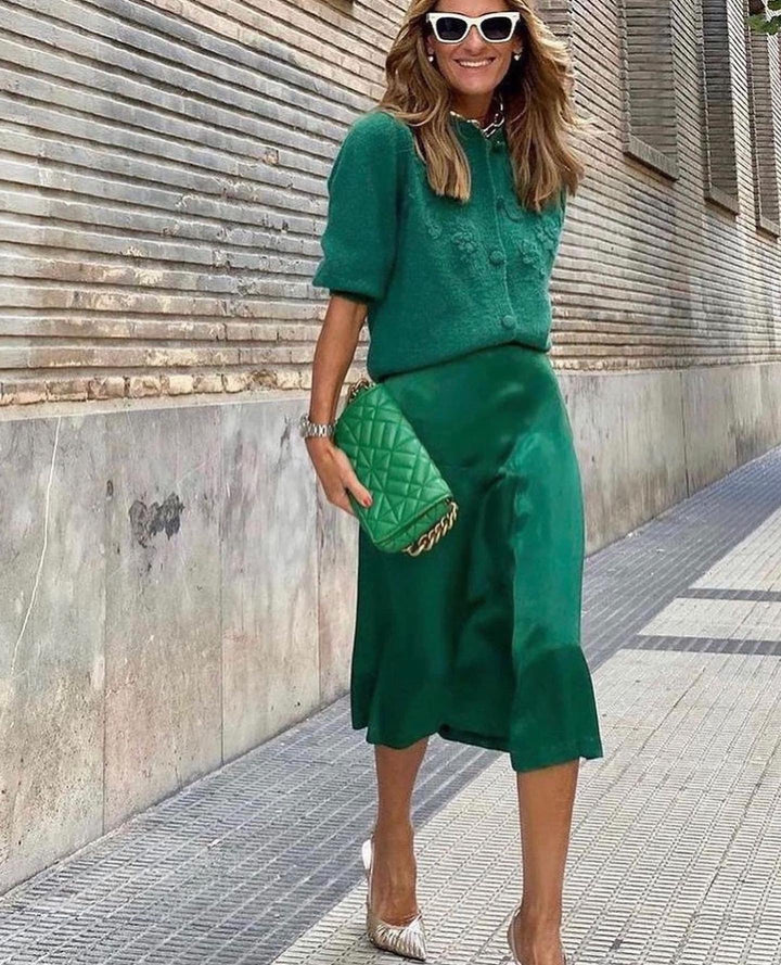 Jupe midi femme en forme A et taille haute
