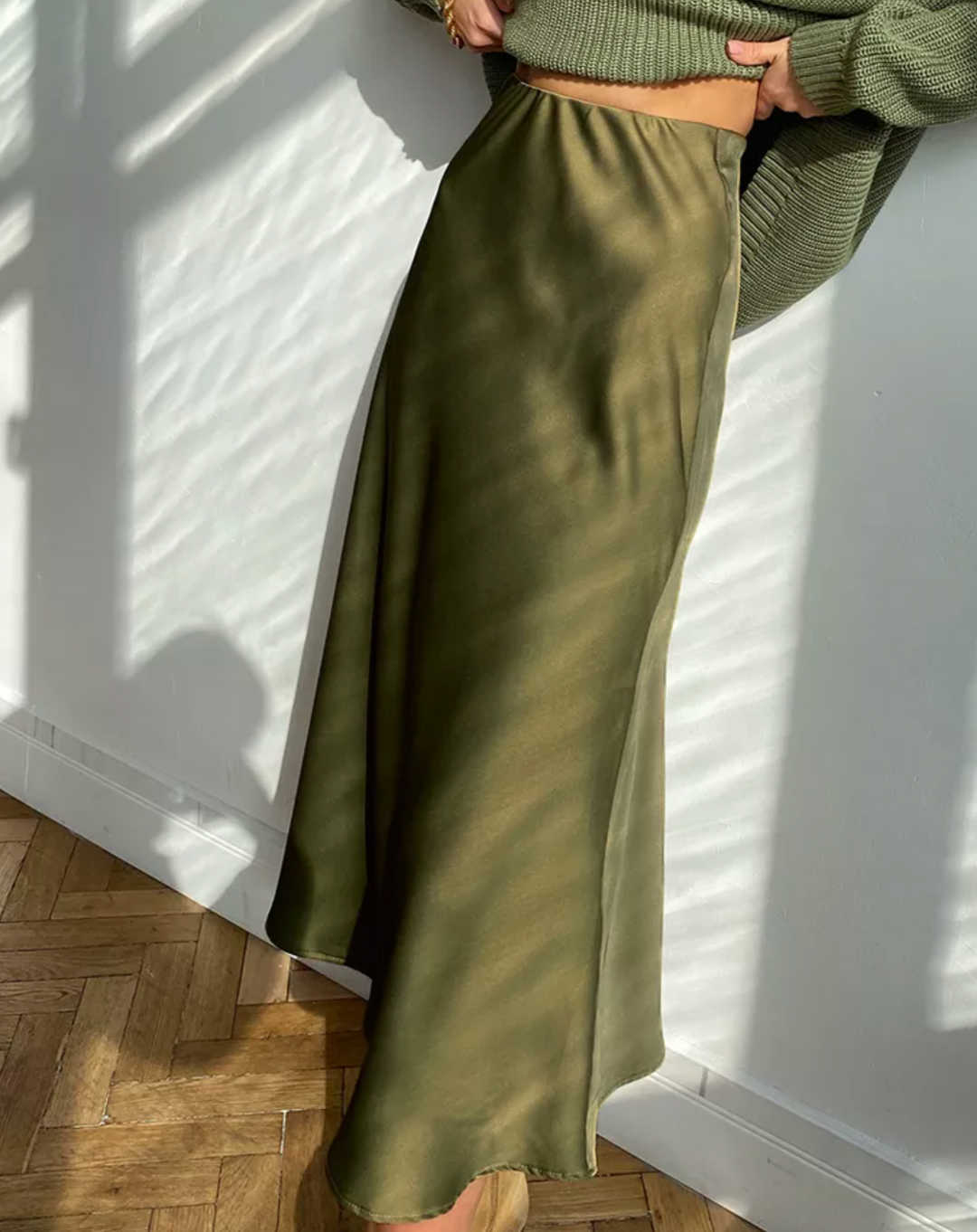 Jupe midi femme en forme A et taille haute