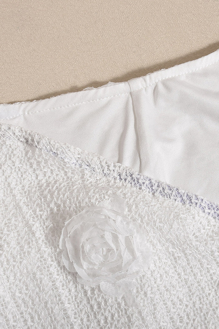 Robe mini pour femmes avec bretelles à nouer et appliques de roses 3D
