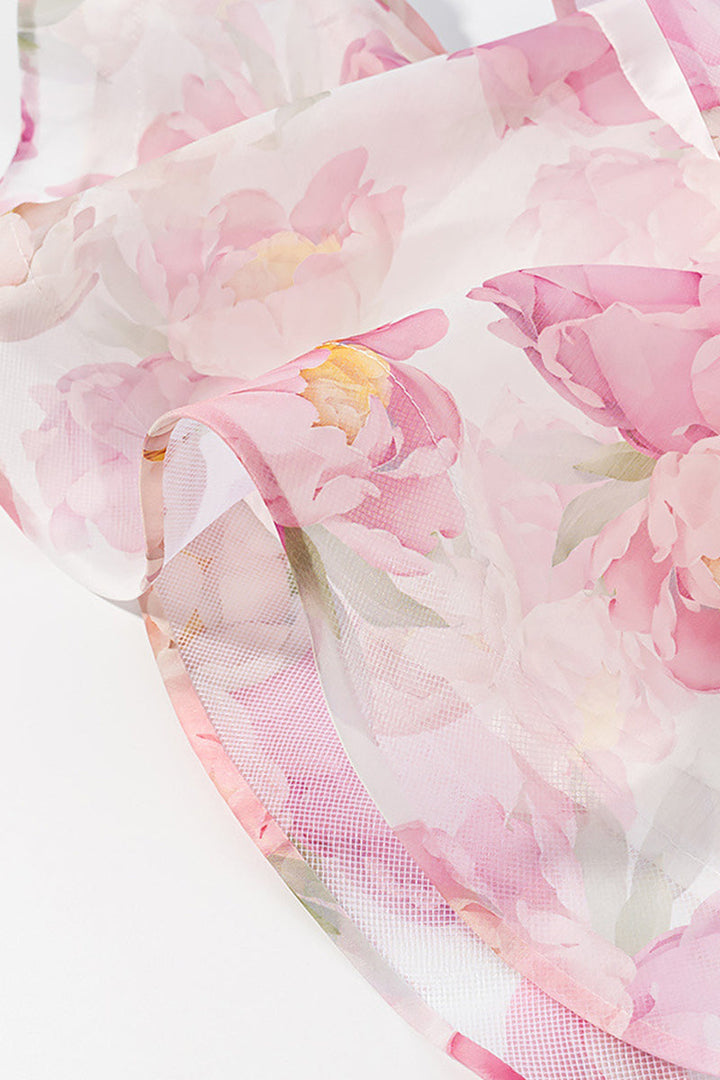 Robe Mini pour Femme avec Bretelles Halter et Col Volanté, Jupe à Volants Multicouches