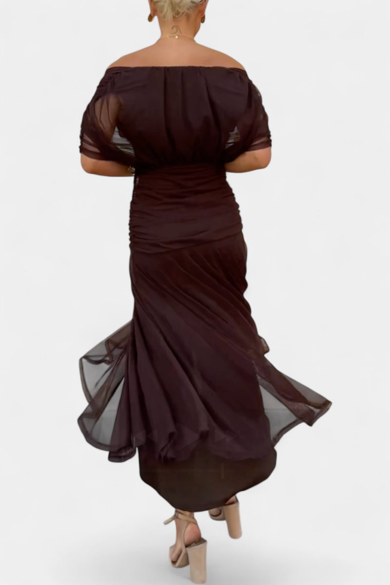 Greta | Robe de cocktail à épaules dénudées pour femmes, robe de soirée maxi ajustée