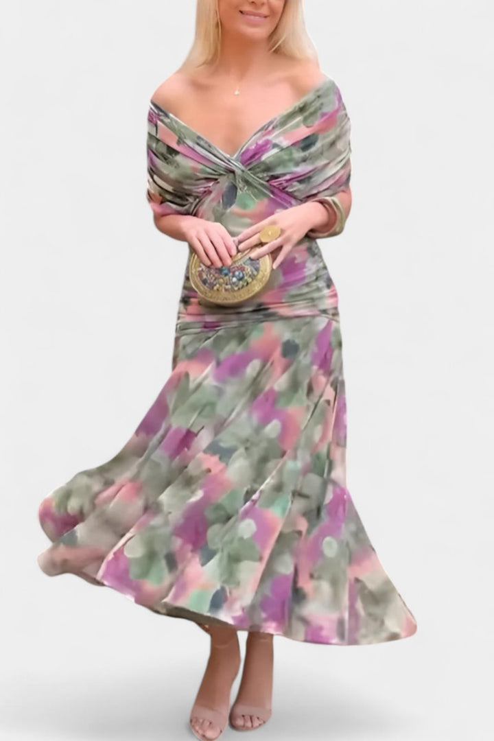 Greta | Robe de cocktail à épaules dénudées pour femmes, robe de soirée maxi ajustée