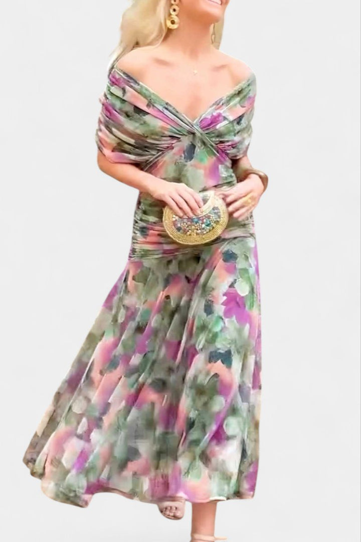 Greta | Robe de cocktail à épaules dénudées pour femmes, robe de soirée maxi ajustée