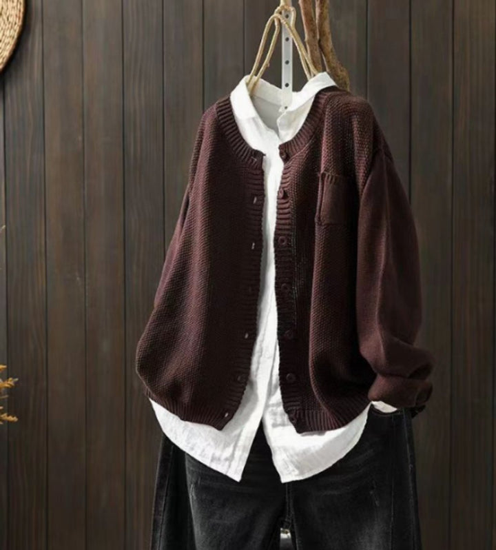 Luisa | Cardigan en tricot oversize pour femmes avec patte de boutonnage et poches