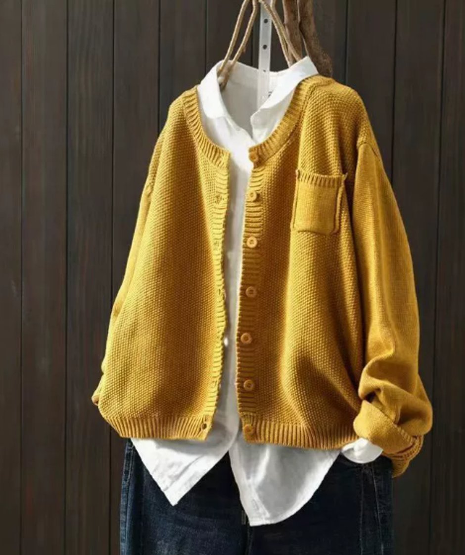 Luisa | Cardigan en tricot oversize pour femmes avec patte de boutonnage et poches