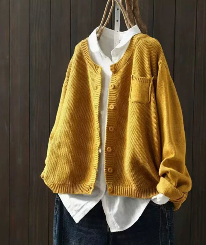 Luisa | Cardigan en tricot oversize pour femmes avec patte de boutonnage et poches