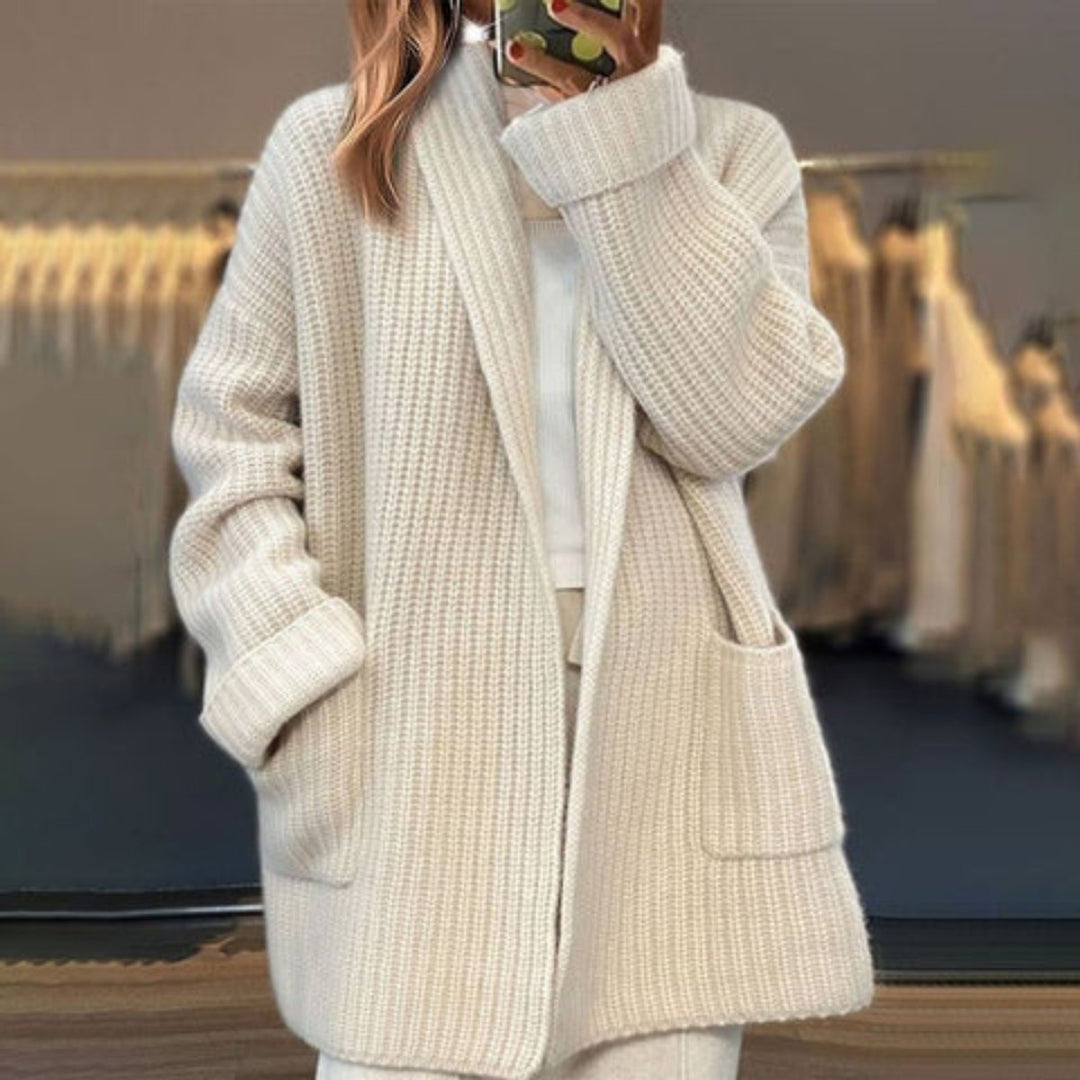 Elisabeth | Cardigan en tricot oversize pour femmes avec décolleté en V et poches