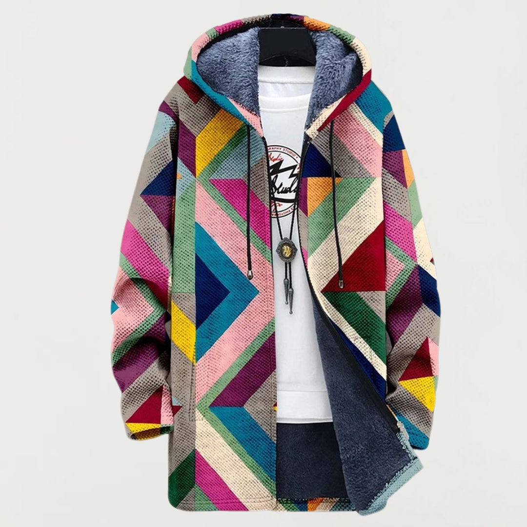 Maximilian | Sweat à capuche oversized en polaire géométrique pour femmes