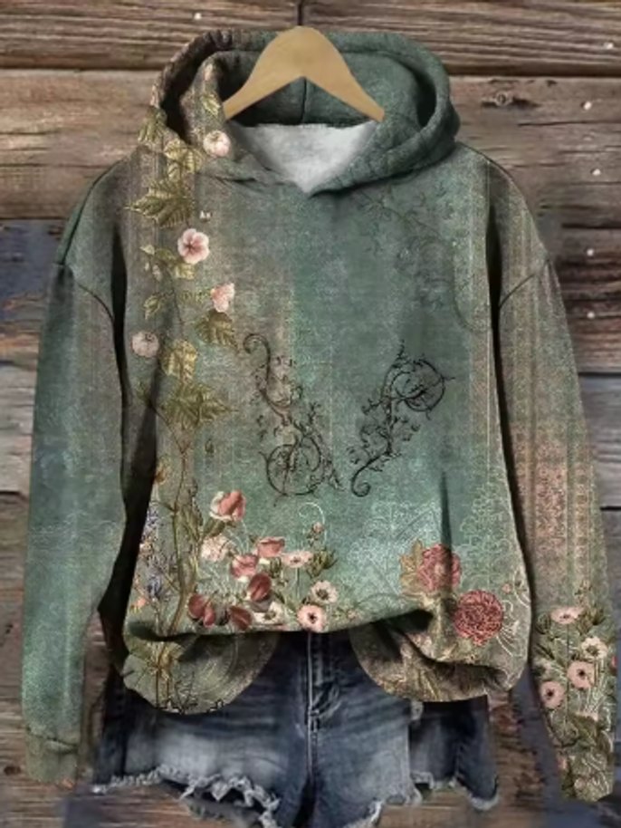 Elisabeth | Pull à capuche oversized floral pour femmes