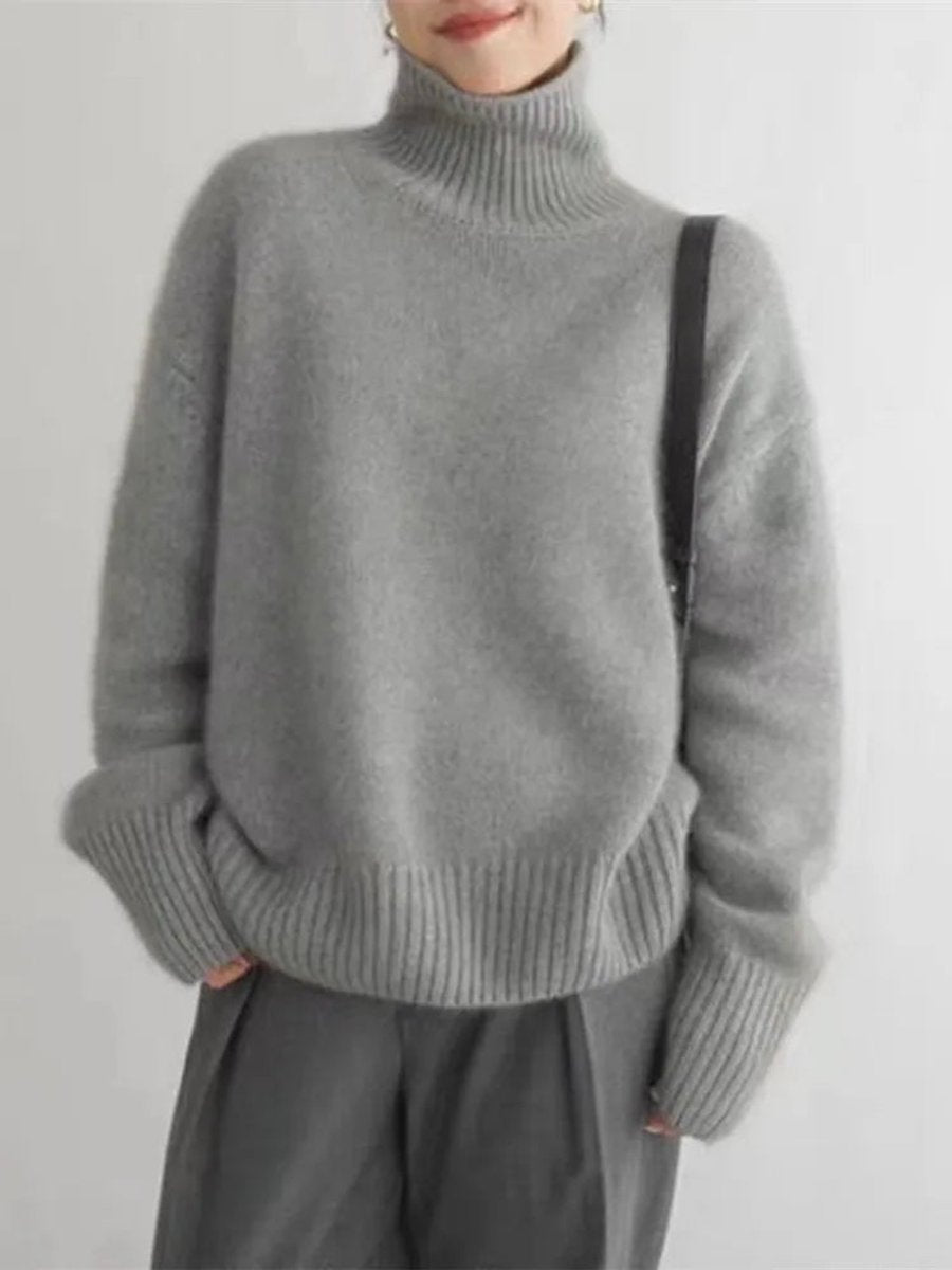 Clara | Pull en maille oversized à col roulé pour femmes en mélange de laine douce