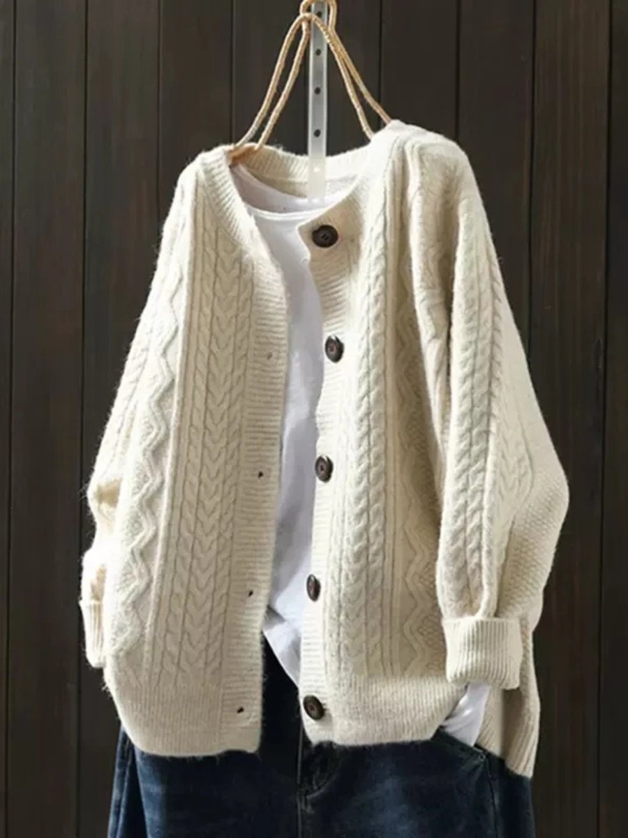 Johanna | Cardigan Oversized en Maille à Motif de Tresse pour Femmes