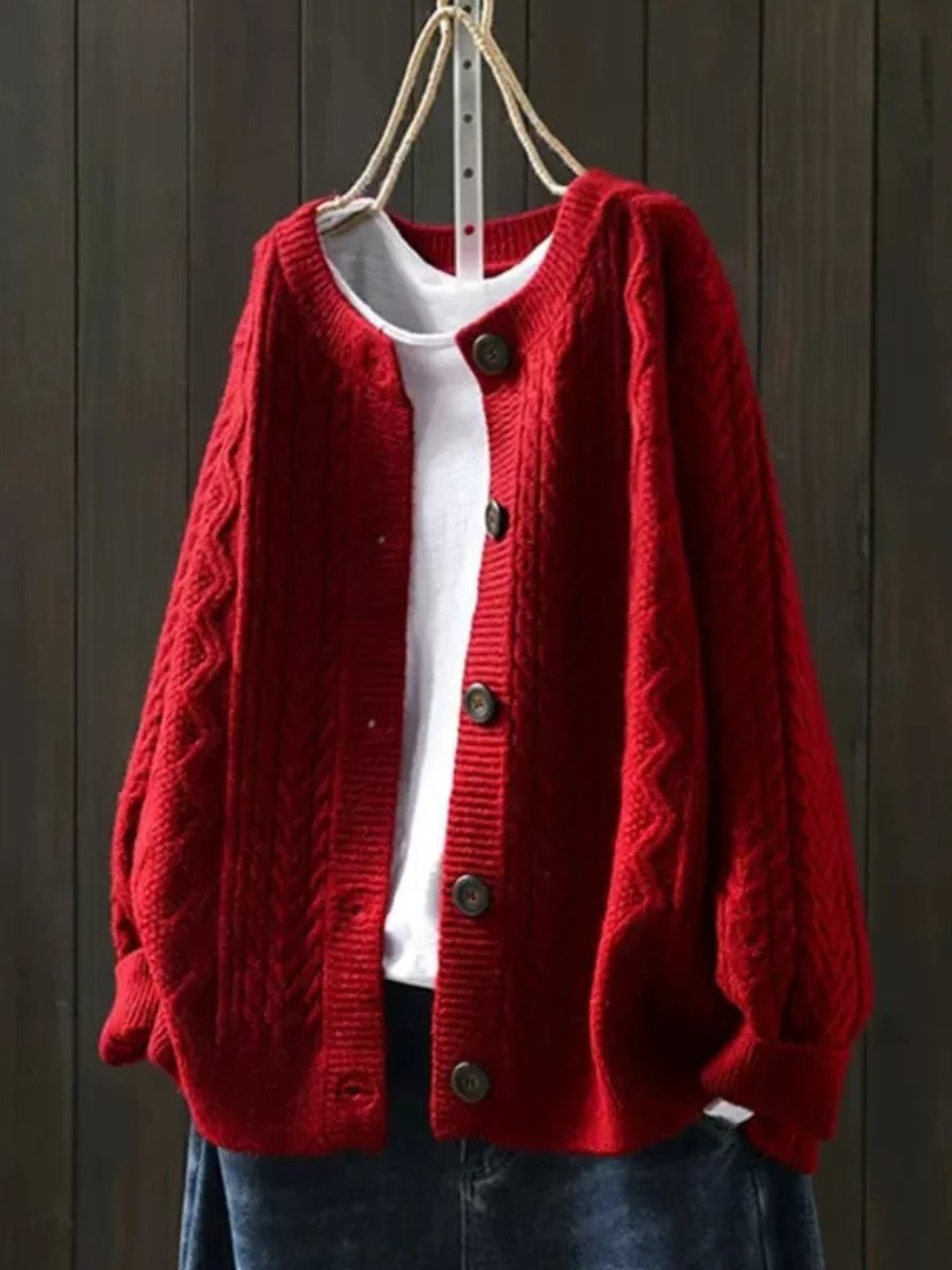 Johanna | Cardigan Oversized en Maille à Motif de Tresse pour Femmes