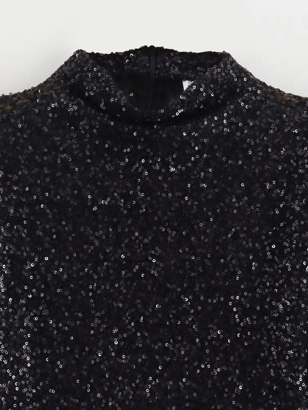 Robe mini à paillettes pour femmes avec col rond et épaules structurées