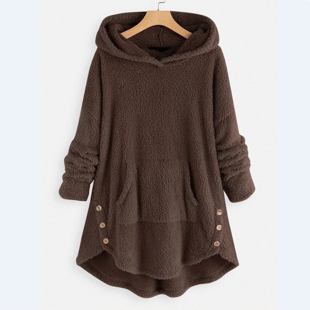 Lena | Sweat à capuche en peluche pour femmes avec impression de chat et fermeture éclair