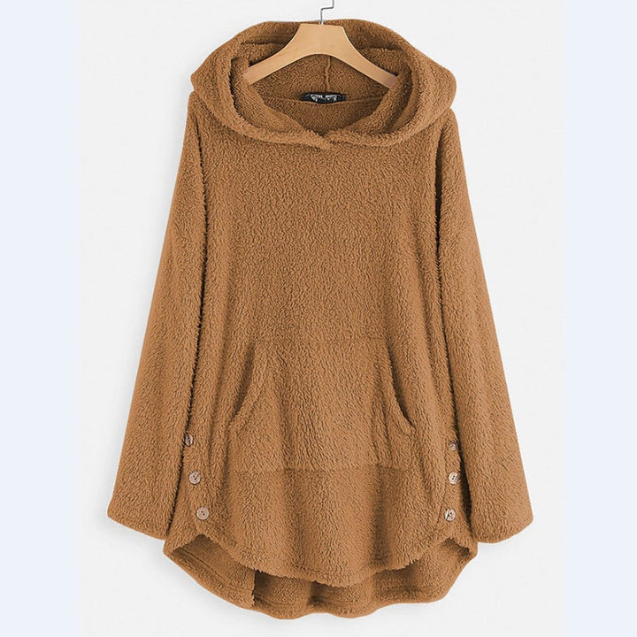 Lena | Sweat à capuche en peluche pour femmes avec impression de chat et fermeture éclair
