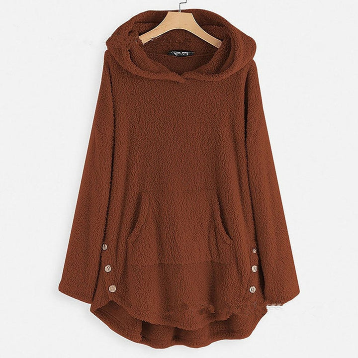 Lena | Sweat à capuche en peluche pour femmes avec impression de chat et fermeture éclair