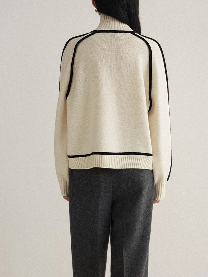 Sophie | Pull oversized en maille à col roulé pour femmes avec rayures contrastées