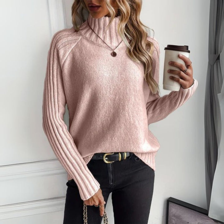 Lena | Pull en tricot à col roulé pour femmes avec manches côtelées, décontracté et doux