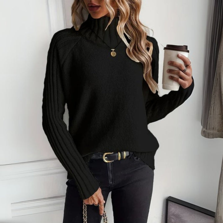 Lena | Pull en maille à col roulé pour femmes avec manches côtelées, ample et doux
