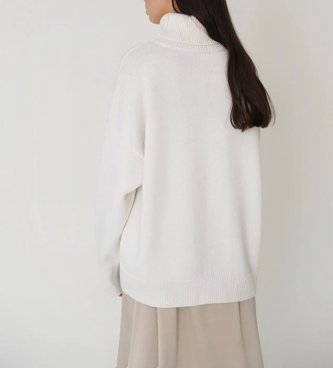 Pull à col roulé pour femmes avec col haut et poignets élastiques