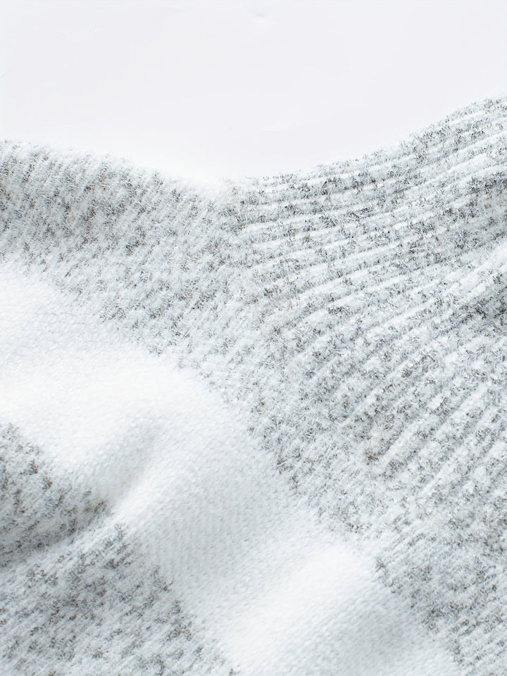 Pull à col roulé pour femmes avec rayures horizontales, manches longues et surface texturée