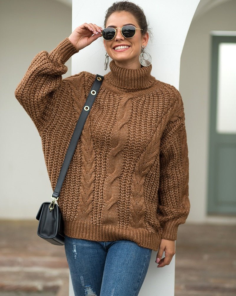 Pull pour femmes à col roulé avec motif en relief, manches longues et surface structurée