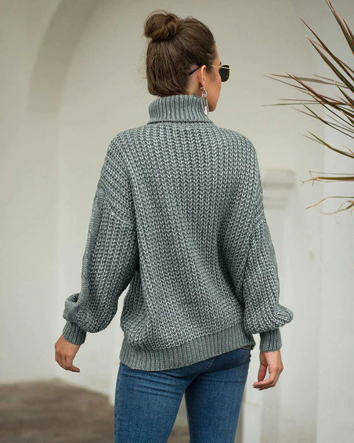 Pull pour femmes à col roulé avec motif en relief, manches longues et surface structurée