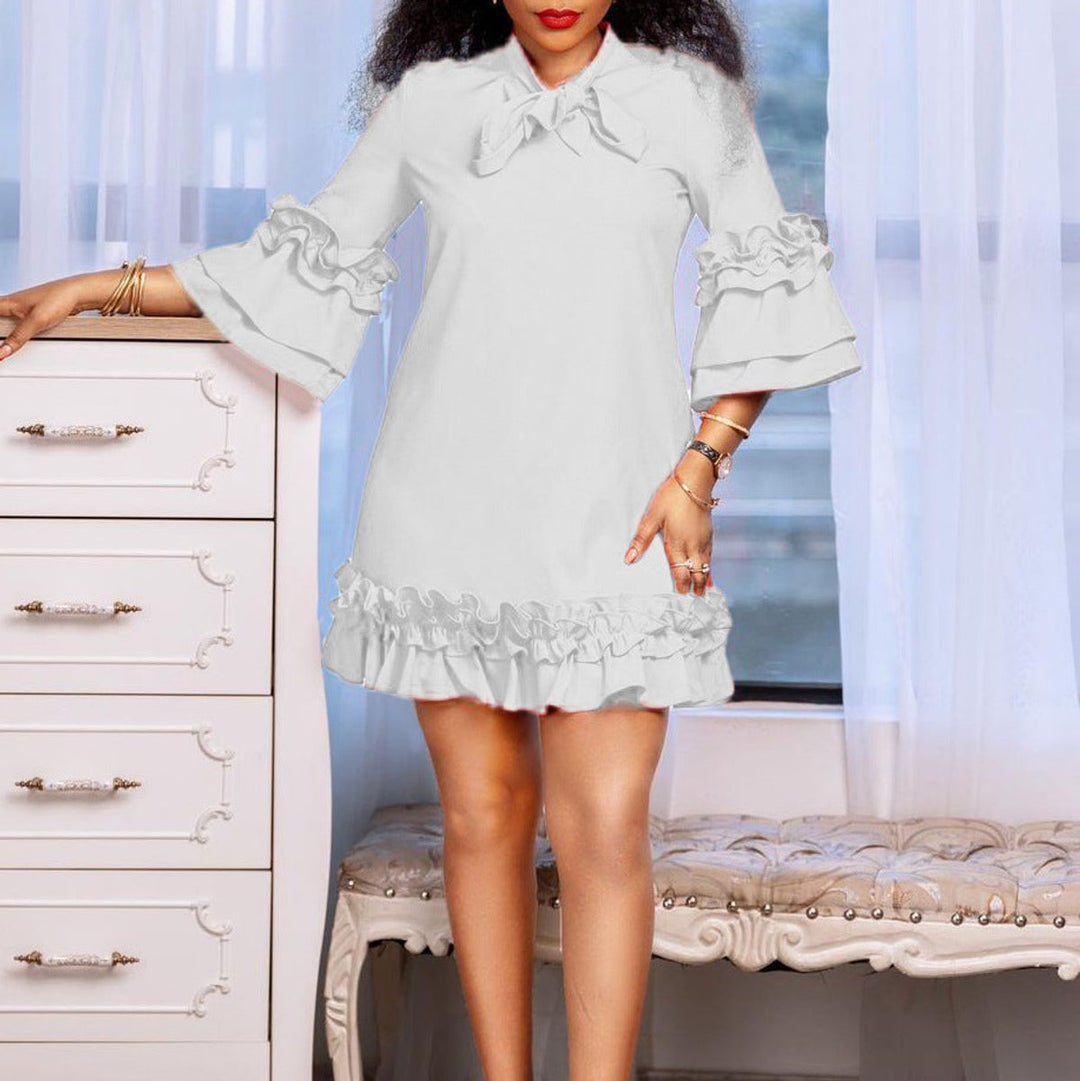 Annika | Robe tunique à volants pour femmes avec col à nœud