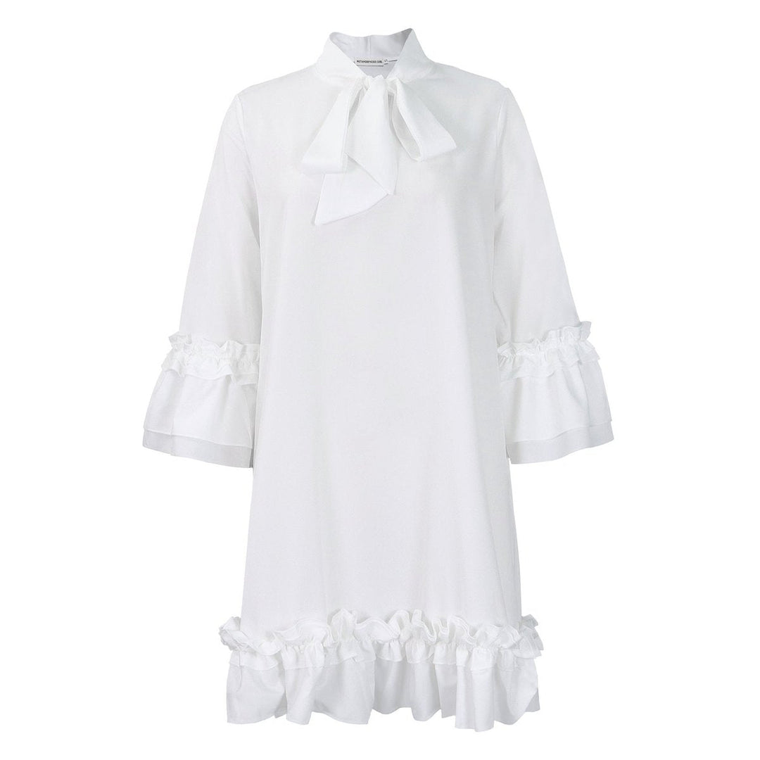 Annika | Robe tunique à volants pour femmes avec col à nœud