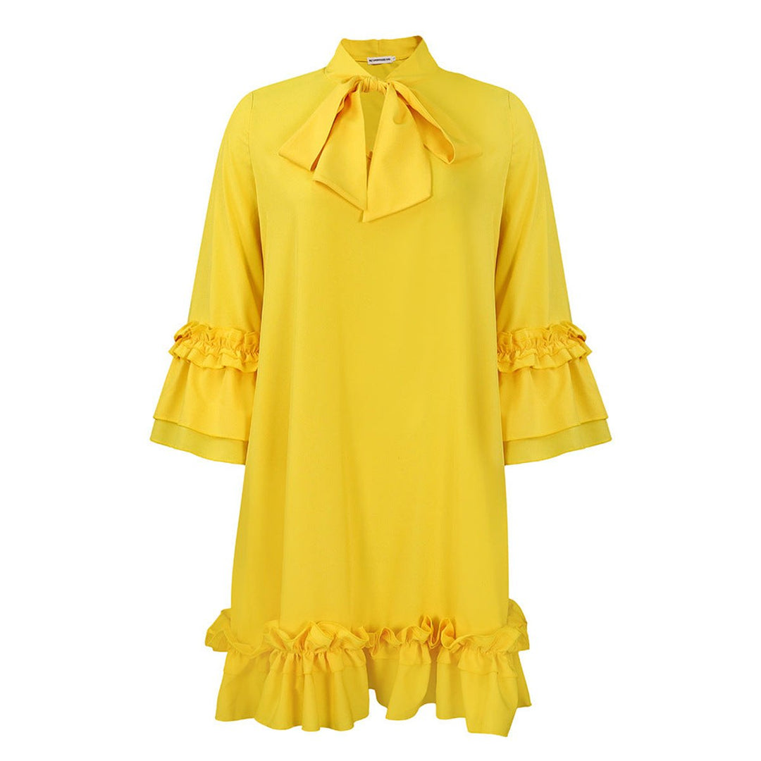 Annika | Robe tunique à volants pour femmes avec col à nœud