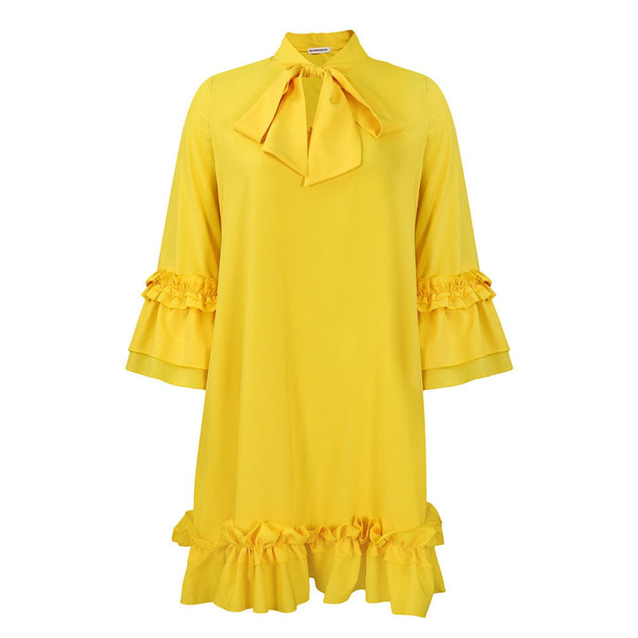 Annika | Robe tunique à volants pour femmes avec col en nœud