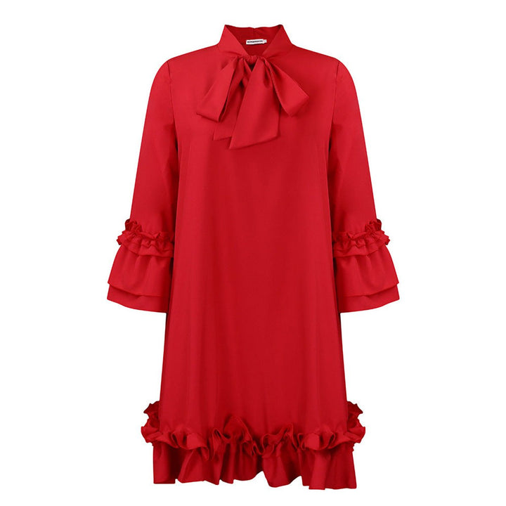 Annika | Robe tunique à volants pour femmes avec col à nœud