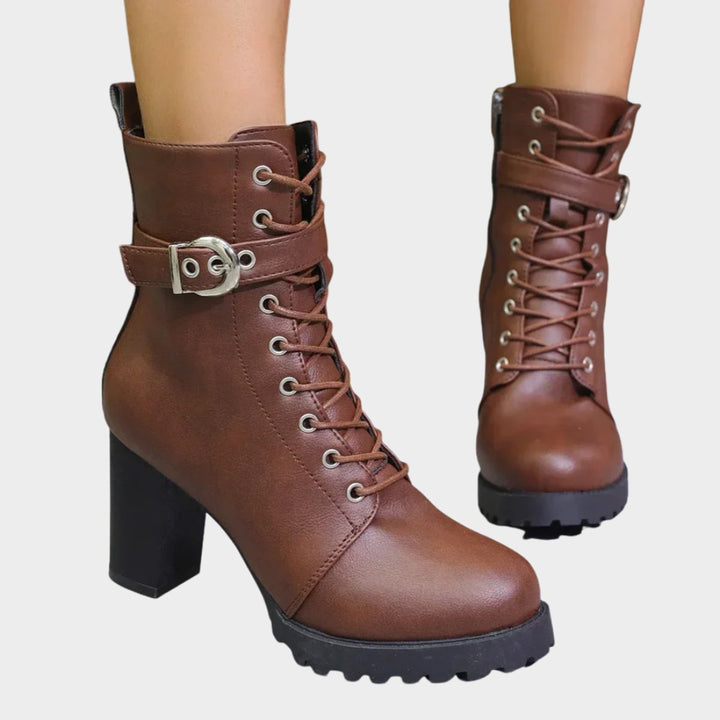 Katharina | Bottines à lacets pour femmes avec talon bloc et boucle